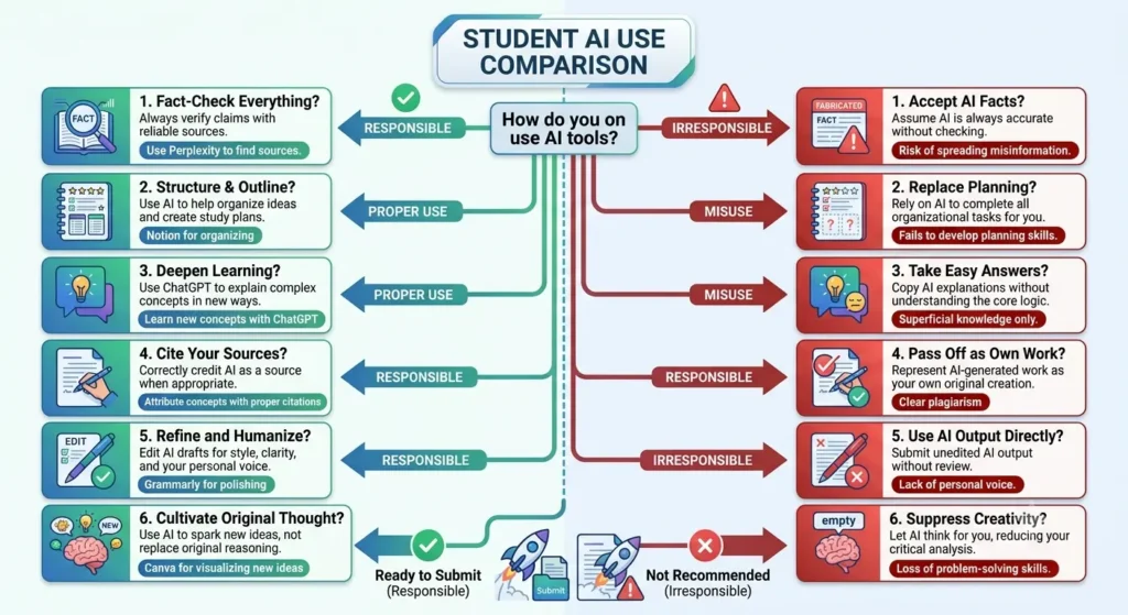 Responsible AI usage tips for students and academic integrity